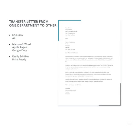 Free Transfer Request Letter from One Branch to Another Template ...