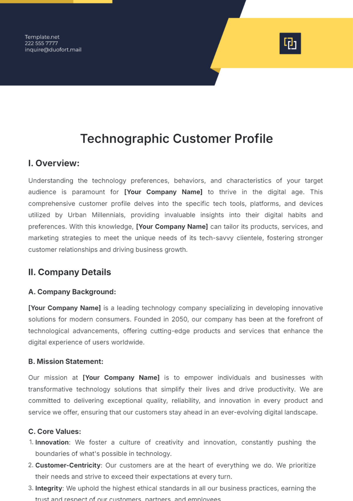 Free Technographic Customer Profile Template