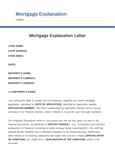 Free Mortgage Explanation Letter Template to Edit Online