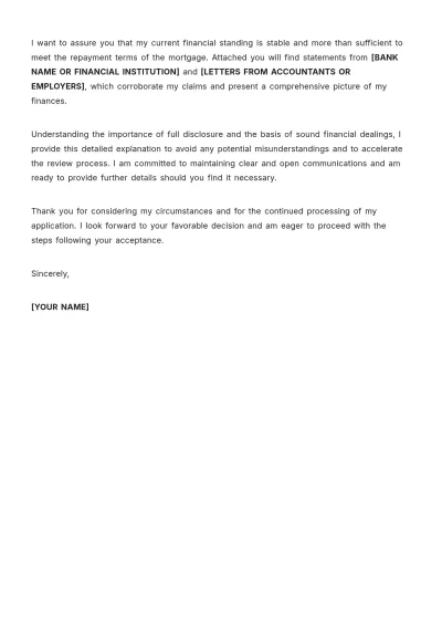 Free Mortgage Explanation Letter Template to Edit Online