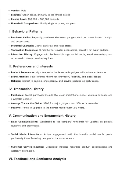 Free Hierarchical Customer Profile Template to Edit Online
