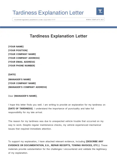 Free Tardiness Explanation Letter Template to Edit Online