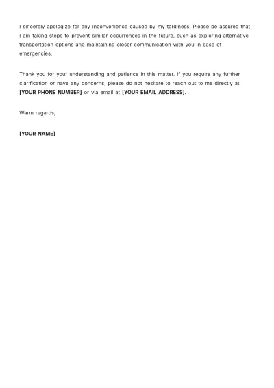 Free Tardiness Explanation Letter Template to Edit Online
