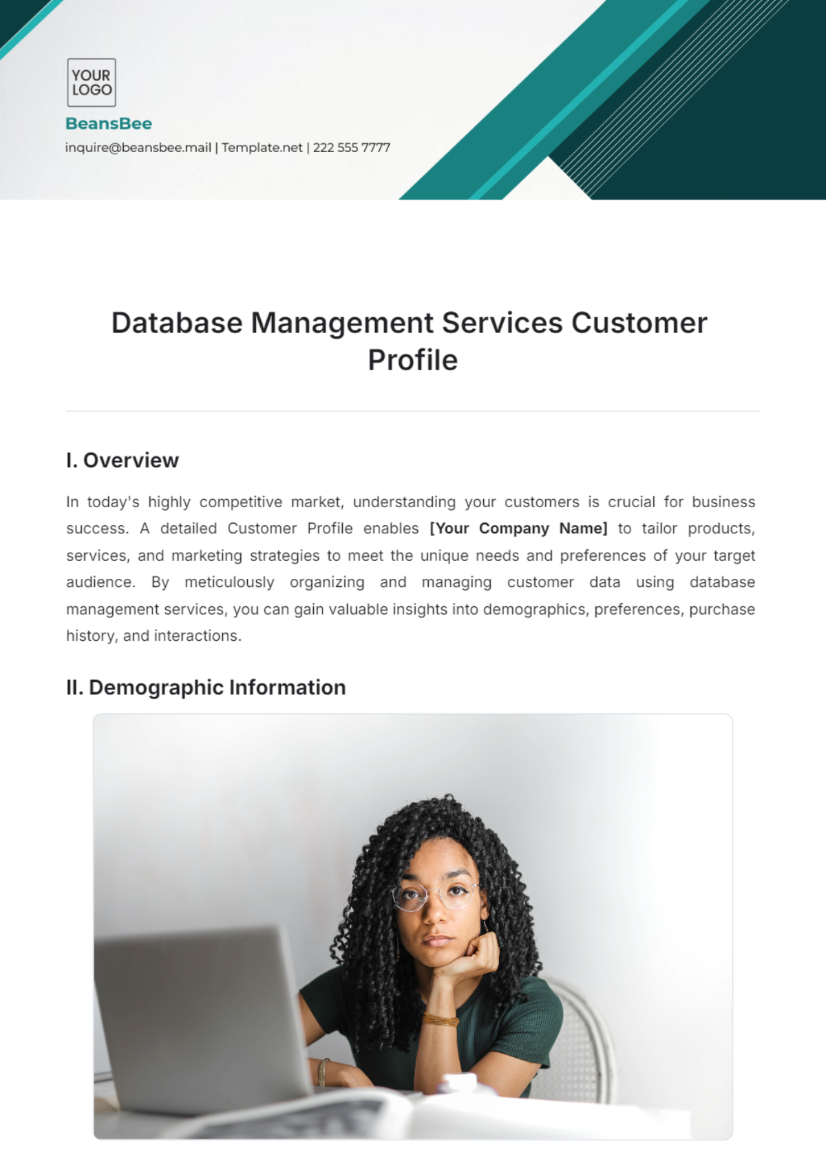 Free Database Management Services Customer Profile Template