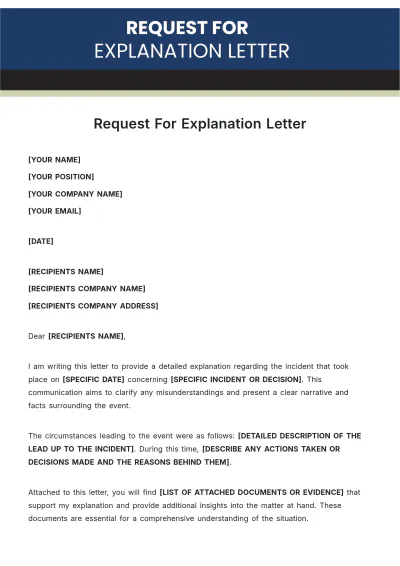Free Request For Explanation Letter Template to Edit Online