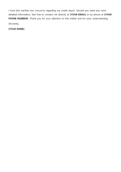 Free Credit Explanation Letter Template to Edit Online