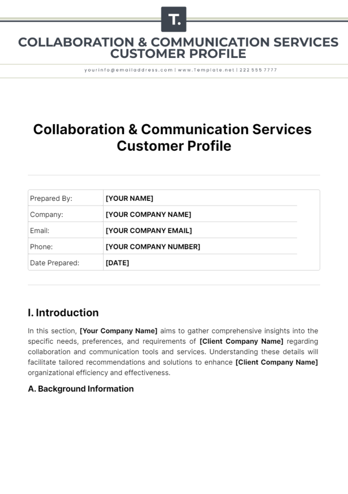 Collaboration & Communication Services Customer Profile Template - Edit Online & Download