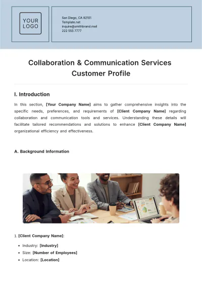Free Collaboration & Communication Services Customer Profile Template to Edit Online
