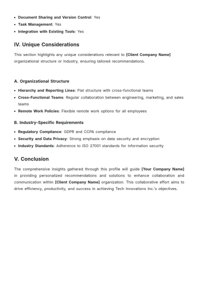 Free Collaboration & Communication Services Customer Profile Template to Edit Online