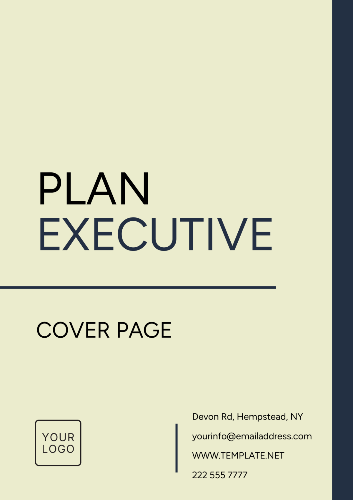 Plan Executive Cover Page Template - Edit Online & Download