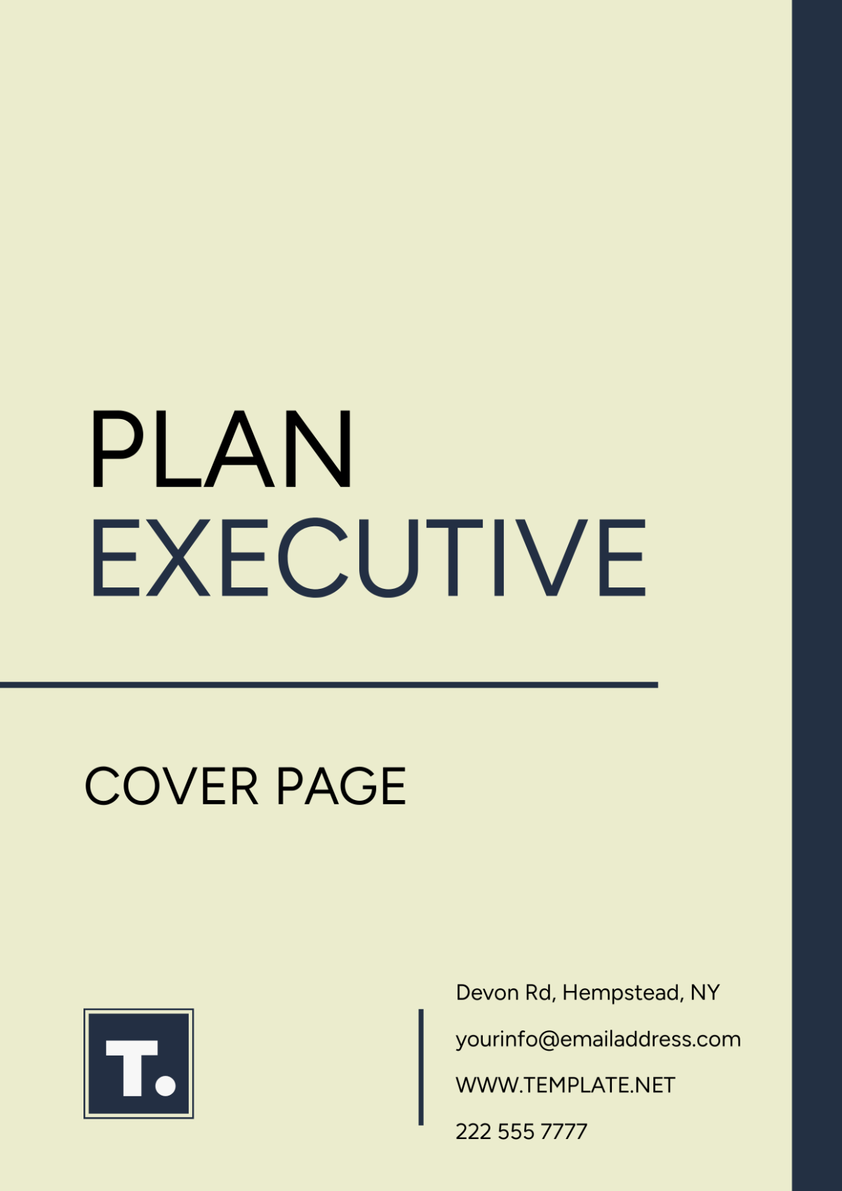 Plan Executive Cover Page