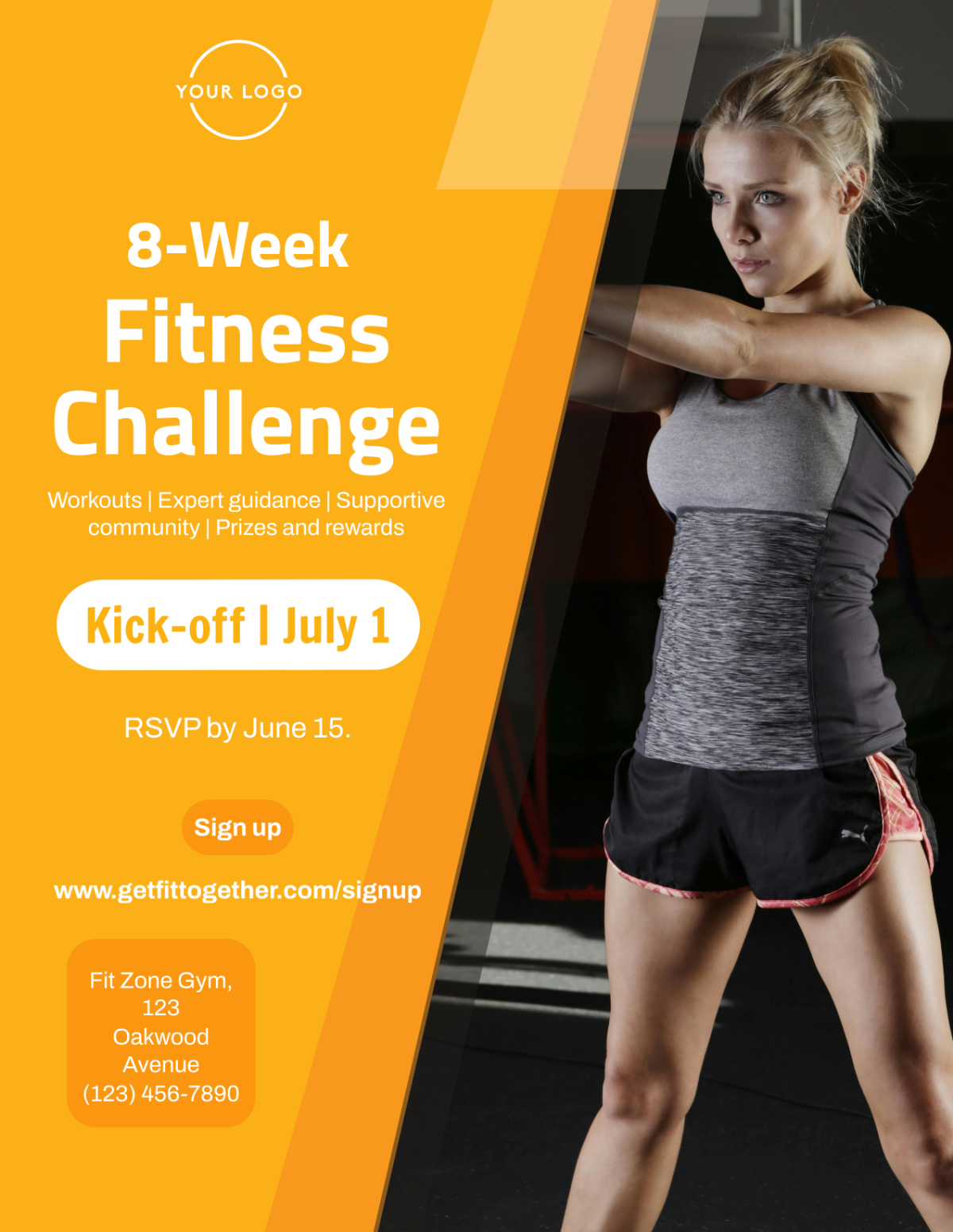 Free Fitness Challenge Flyer Template