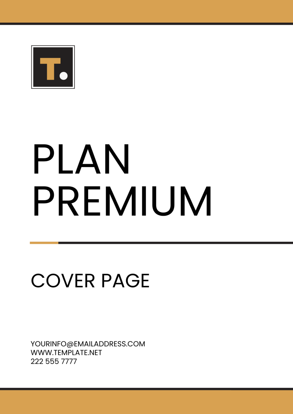 Plan Premium Cover Page Template