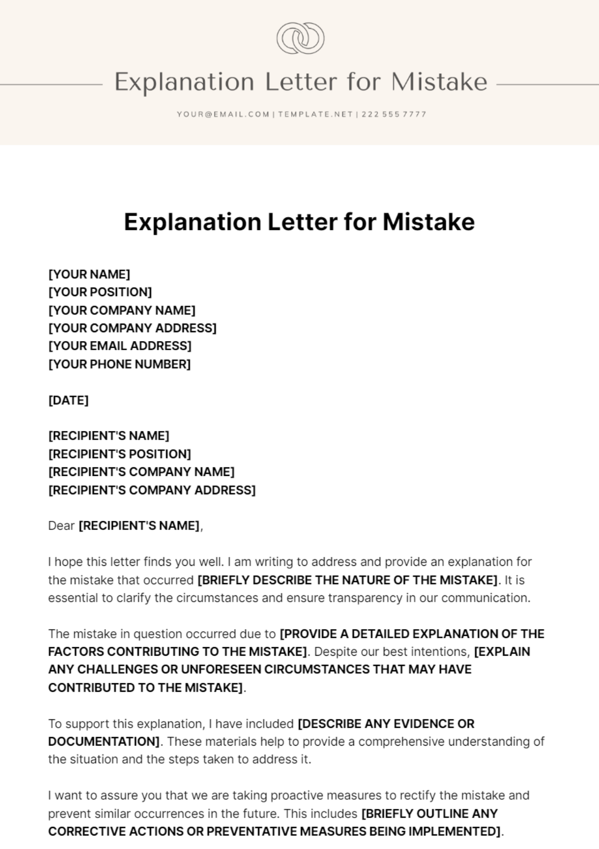 Explanation Letter Format For Mistake Template