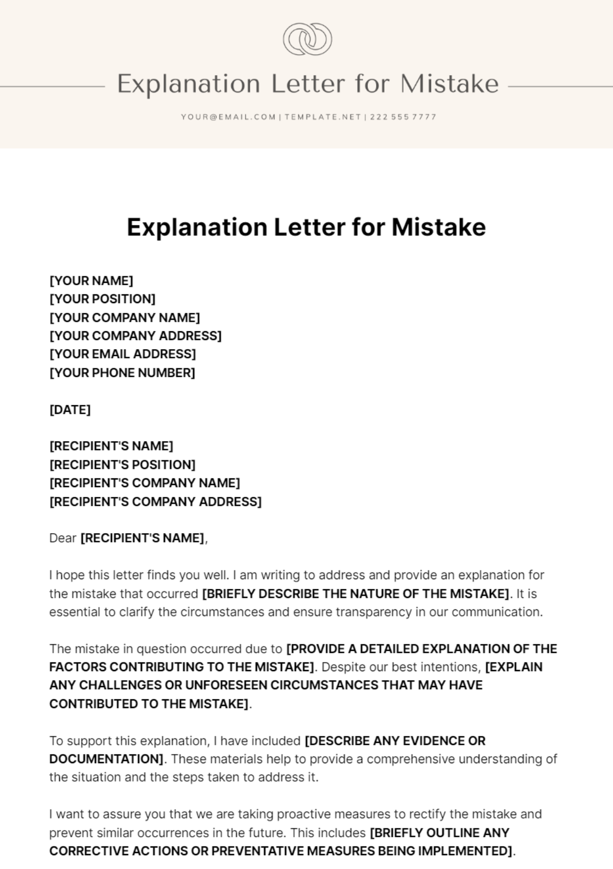 Free Explanation Letter Format For Mistake Template to Edit Online