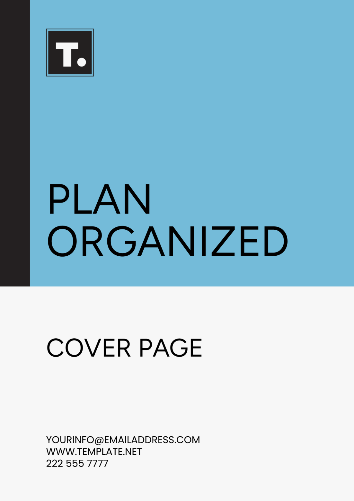 Free Plan Organized Cover Page Template