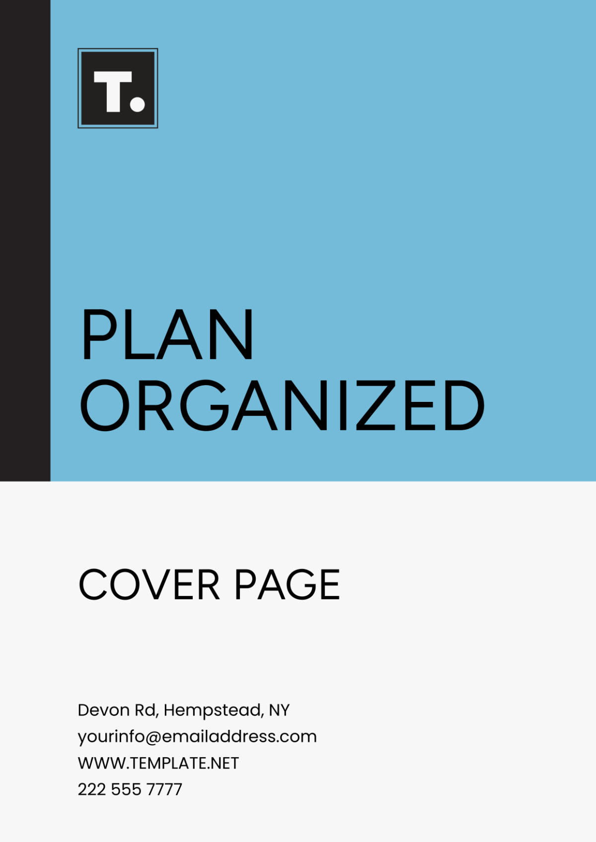 Plan Organized Cover Page
