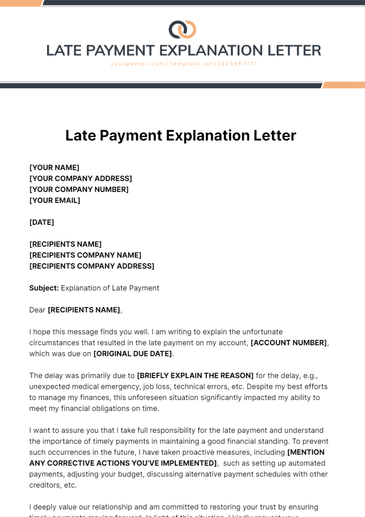 Late Payment Explanation Letter Template - Edit Online & Download