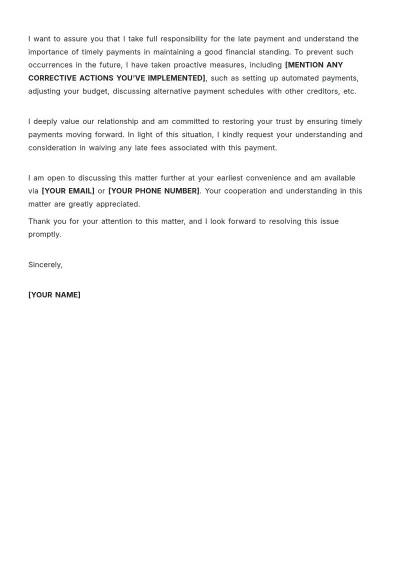 Free Late Payment Explanation Letter Template to Edit Online