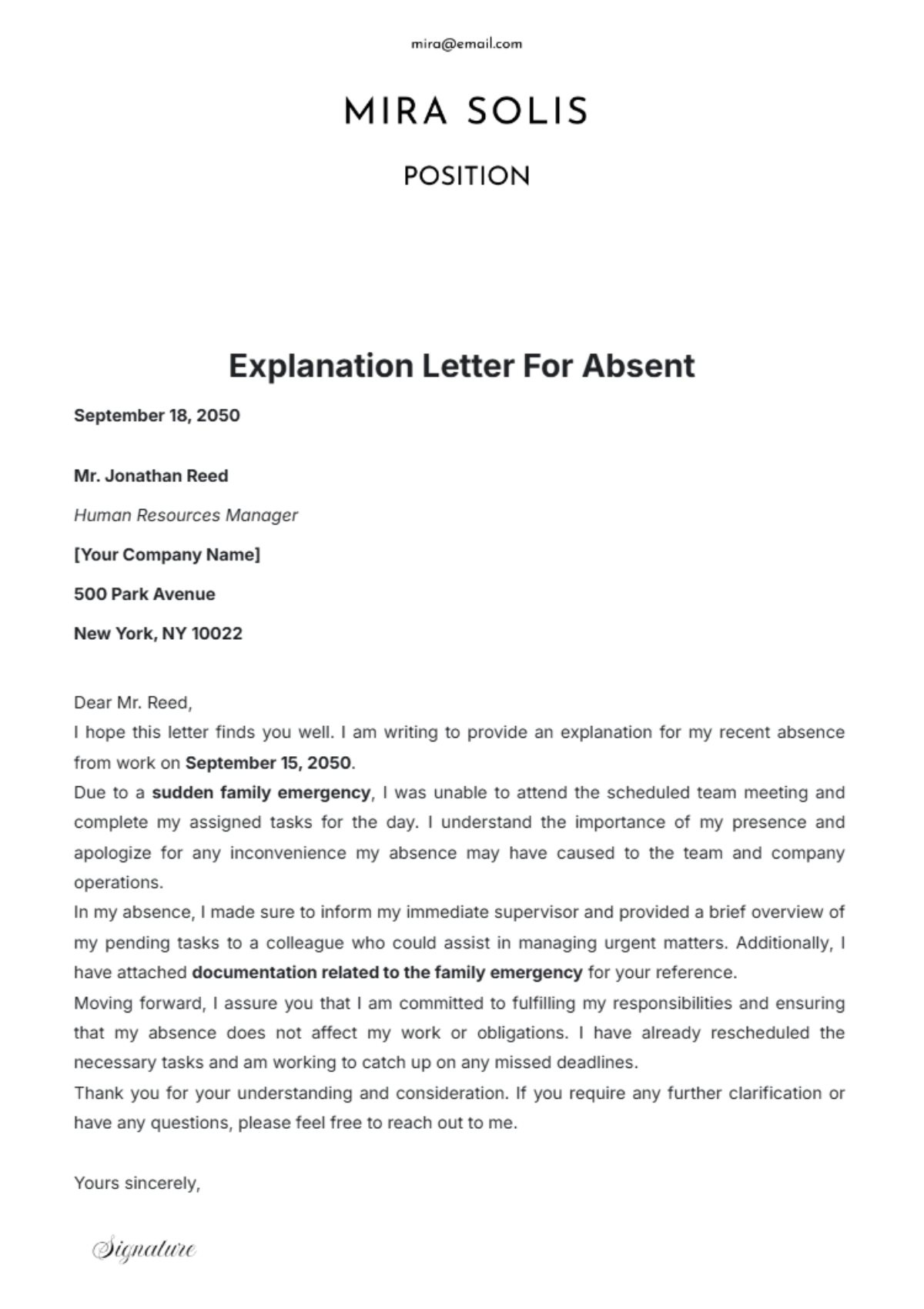 Free AWOL Employee Letter Outline Template - Edit Online & Download ...