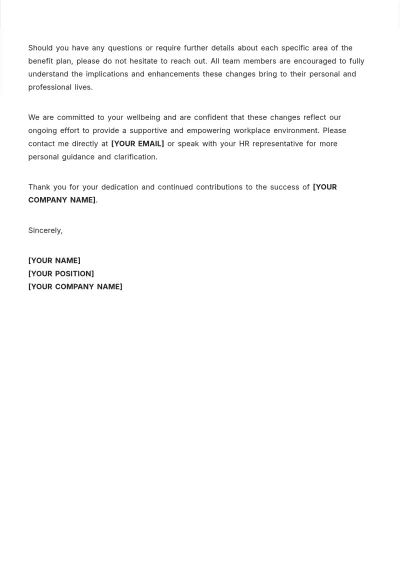 Free Employee Benefit Plan Explanation Letter Template to Edit Online
