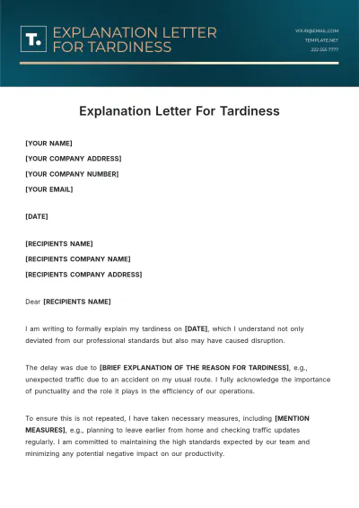 Free Explanation Letter For Tardiness Template to Edit Online