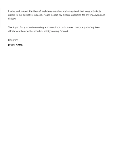 Free Explanation Letter For Tardiness Template to Edit Online
