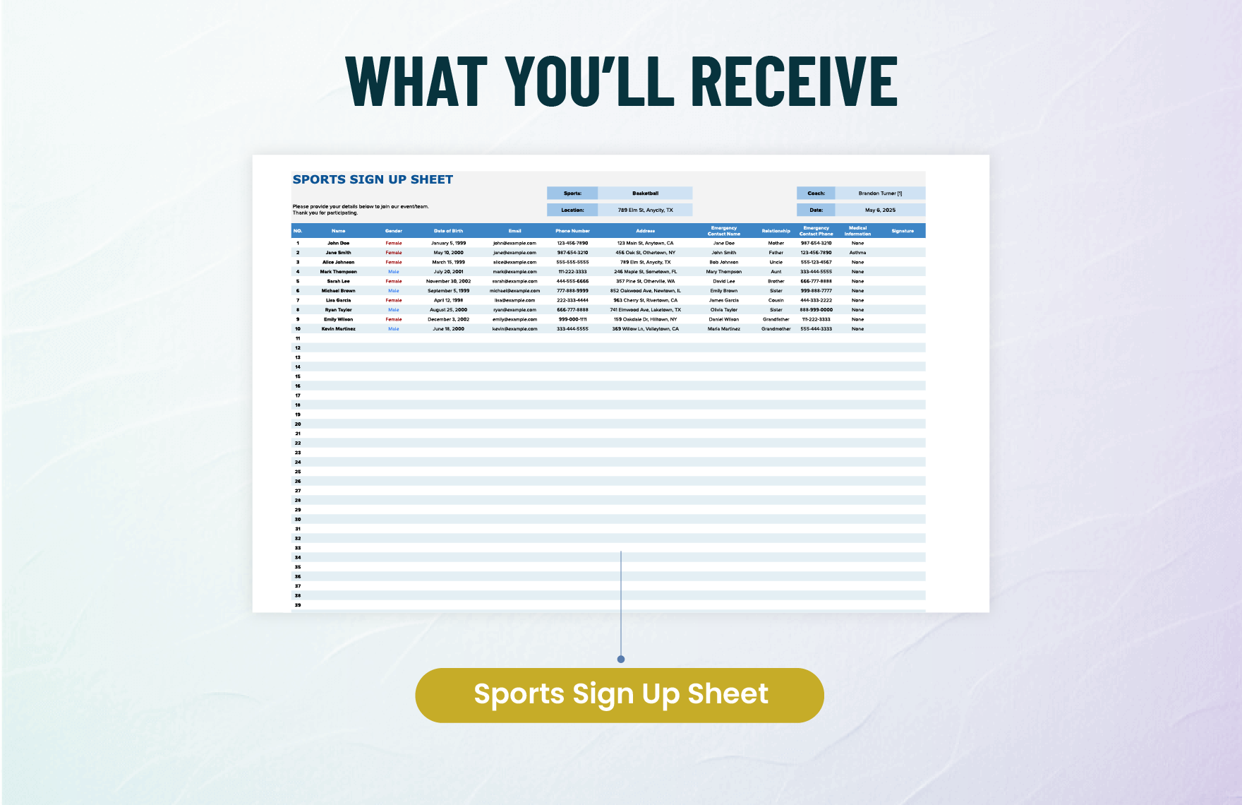 Sports Sign Up Sheet Template
