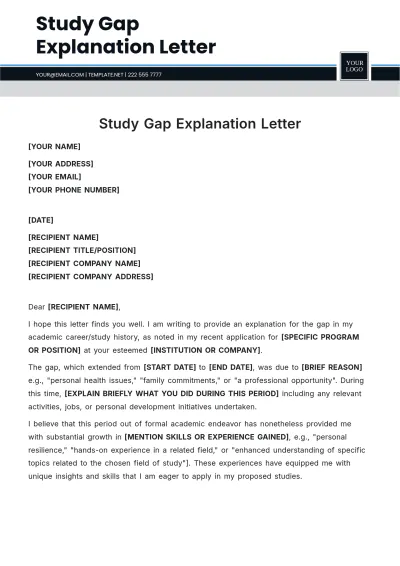 Free Study Gap Explanation Letter Template to Edit Online