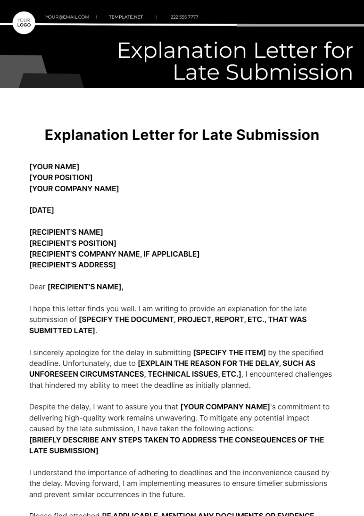 excuse letter for late submission of assignment