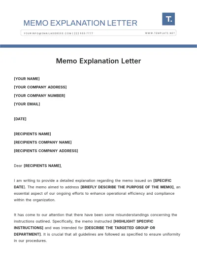 Free Memo Explanation Letter Template to Edit Online