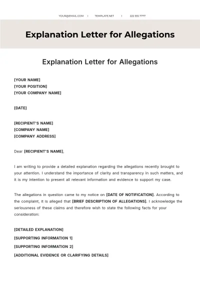 Free Explanation Letter For Allegations Template to Edit Online