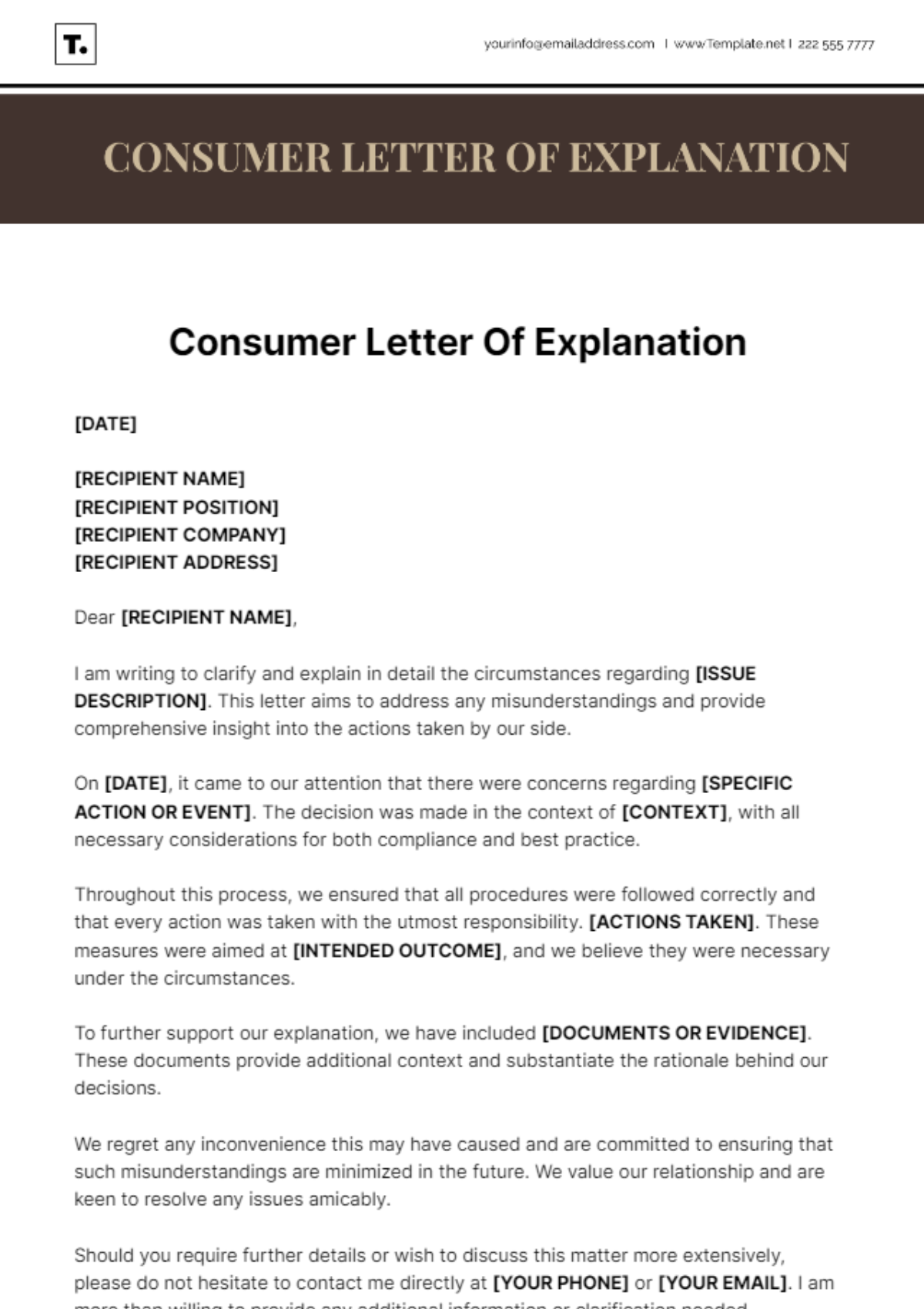 Consumer Letter Of Explanation Template - Edit Online & Download