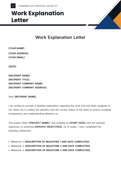Free Work Explanation Letter Template to Edit Online