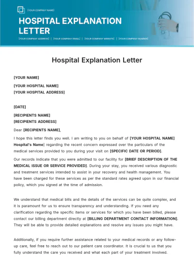Free Hospital Explanation Letter Template to Edit Online