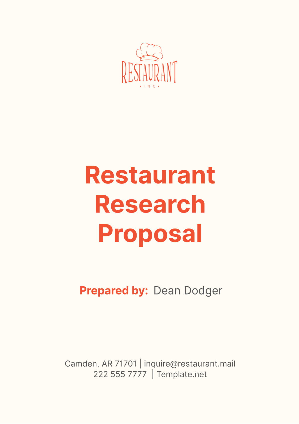Free Restaurant Research Proposal Template