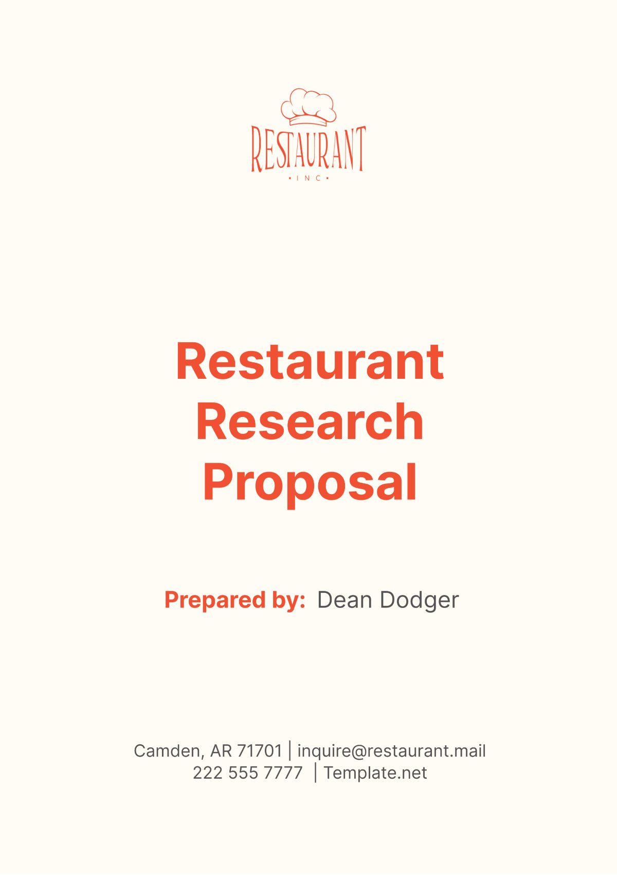 Restaurant Research Proposal Template - Edit Online & Download