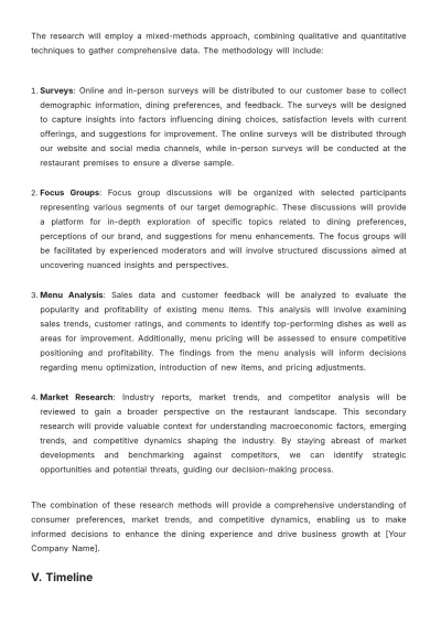 Free Restaurant Research Proposal Template to Edit Online