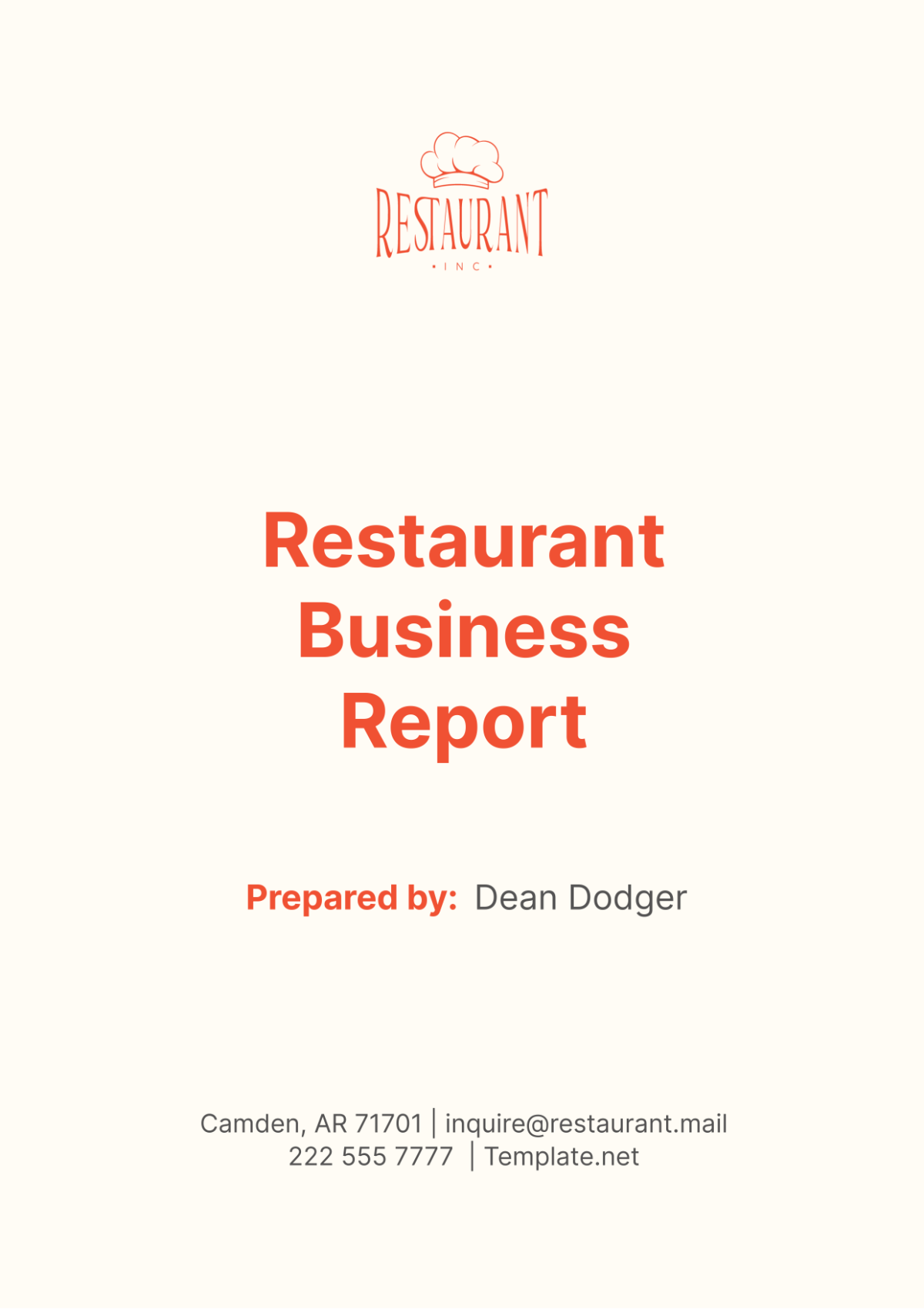 Free Restaurant Business Report Template