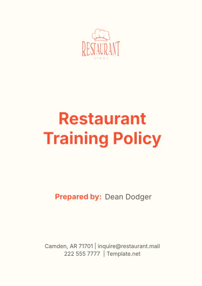 Free Restaurant Training Policy Template to Edit Online