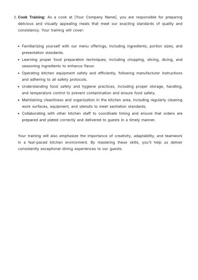 Free Restaurant Training Policy Template to Edit Online