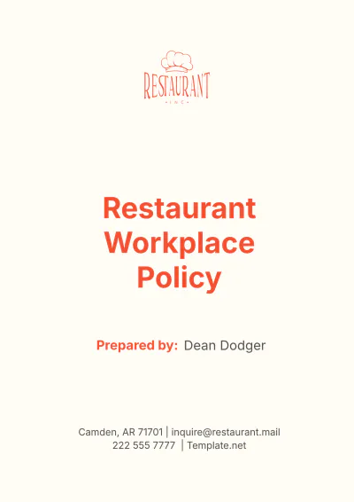 Free Restaurant Workplace Policy Template to Edit Online