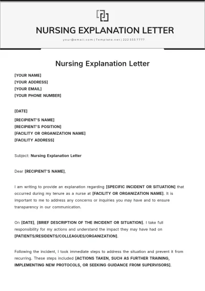 Free Nursing Explanation Letter Template to Edit Online