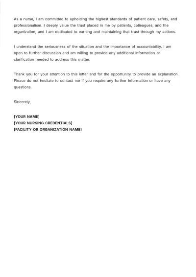 Free Nursing Explanation Letter Template to Edit Online
