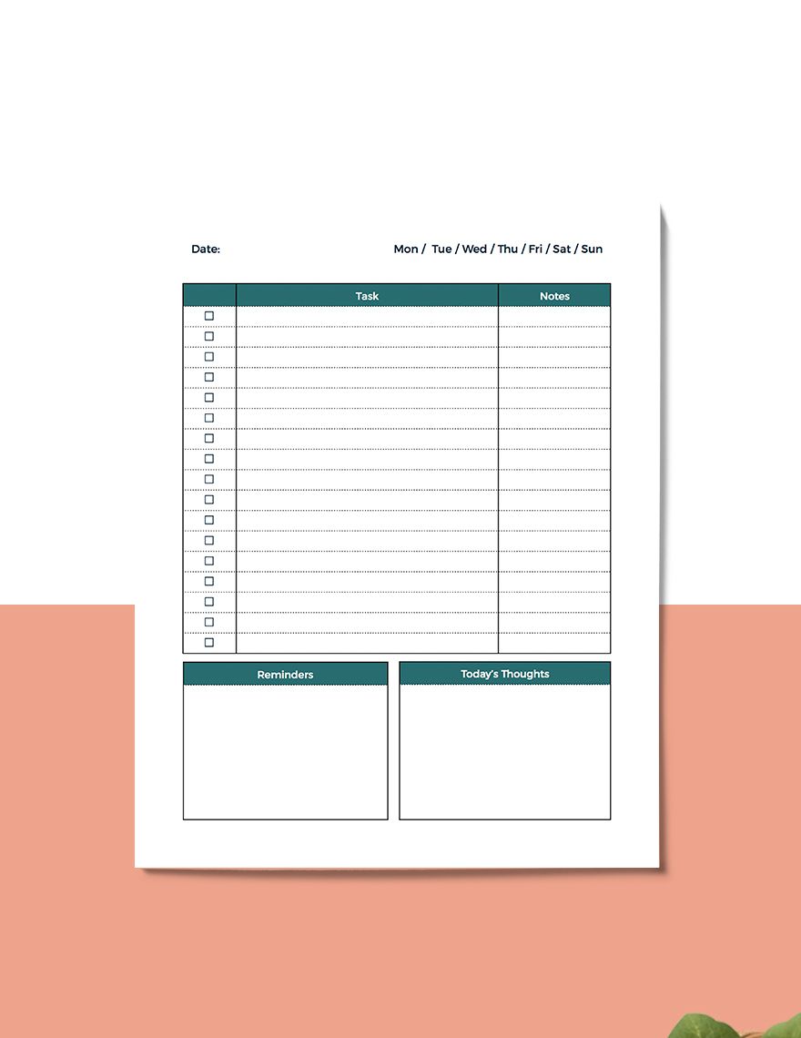 Daily To Do List Planner Template