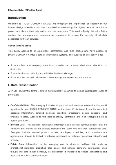 Free Interior Design Security Policy Template to Edit Online