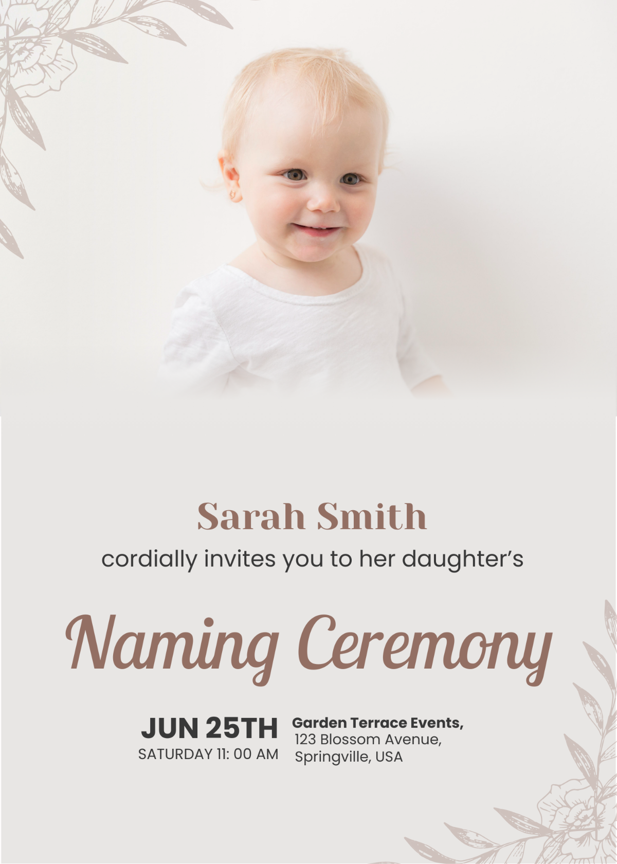 Free Naming Ceremony Invitation Card Template
