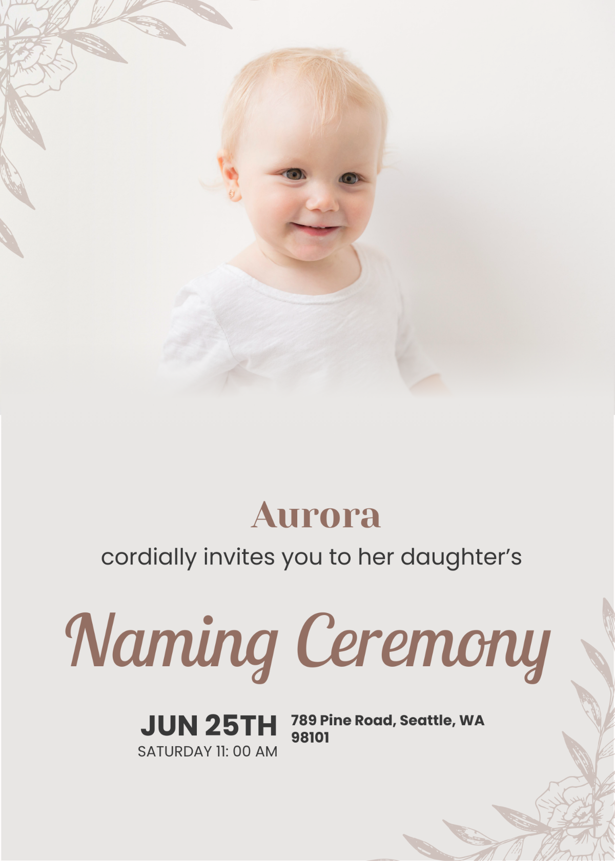 Naming Ceremony Invitation Card