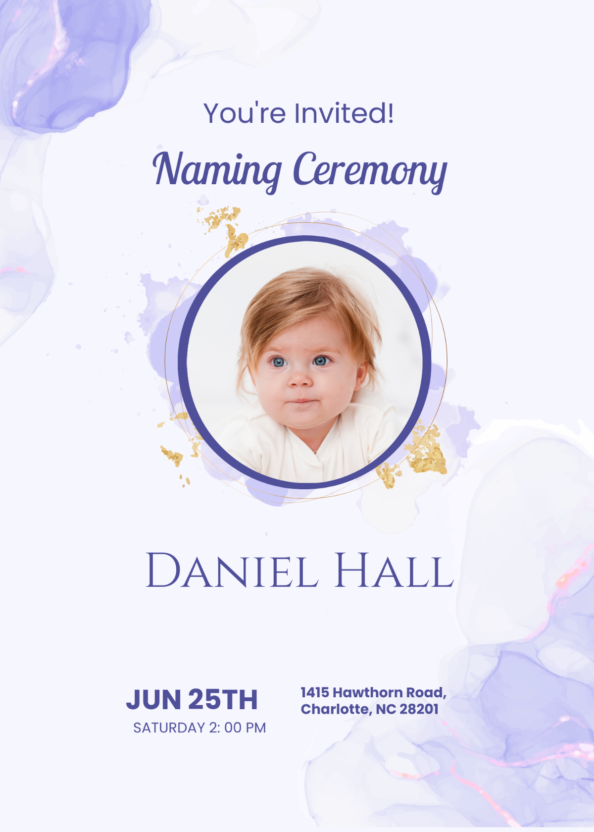 Baby Naming Ceremony Invitation Card