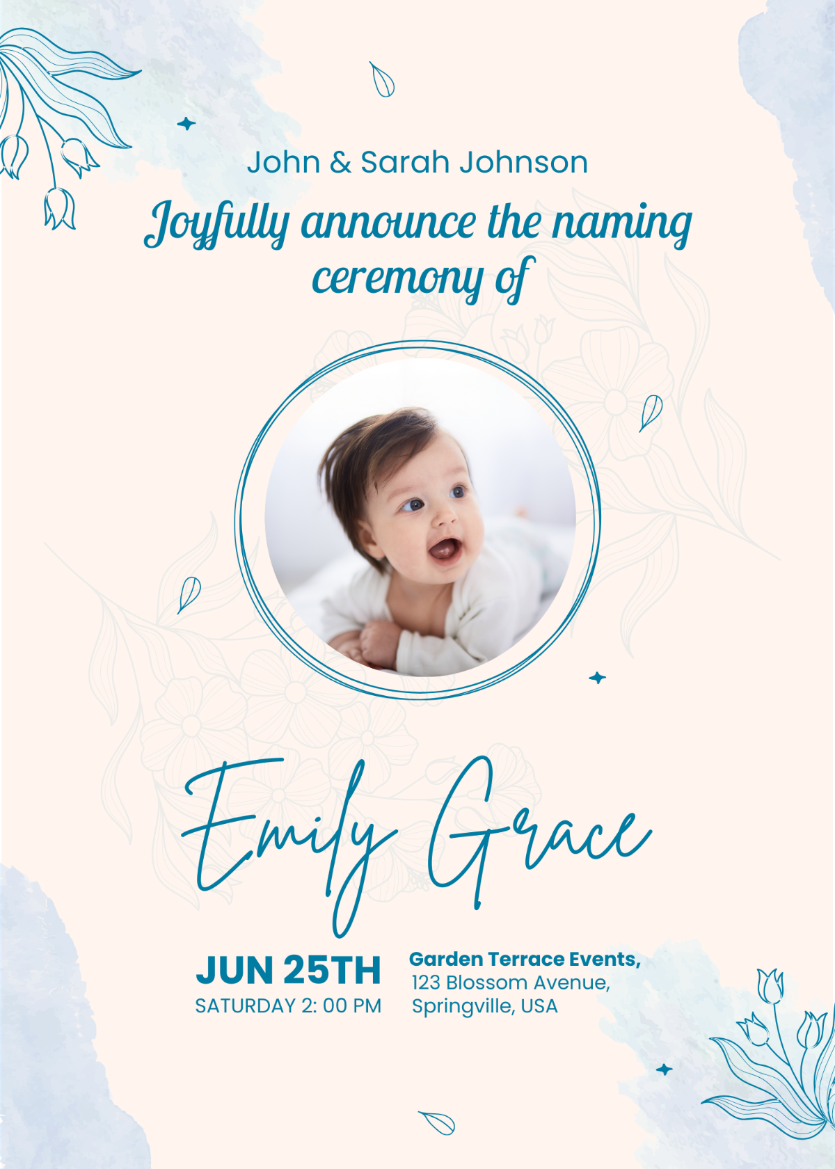 Free Naming Ceremony Announcement Invitation Template
